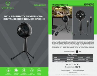 Vertux Sphere High Sensitivit Professional Digital Recording - Black