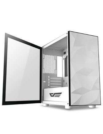 Darkflash Dlm21Computer Case With Door Opening Tempered Glass - White