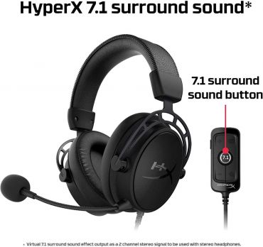 Hyperx Cloud Alpha S Gaming Headset, 7.1 Surround Sound - Black