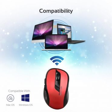 Promate Clix-7 Ergonomic Wireless Optical Mouse - Red